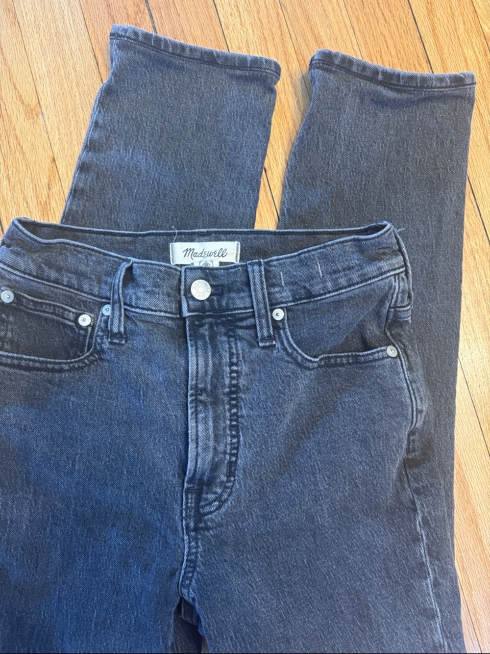 Madewell Jeans Women’s Black Washed High-Rise Straight Jeans 24